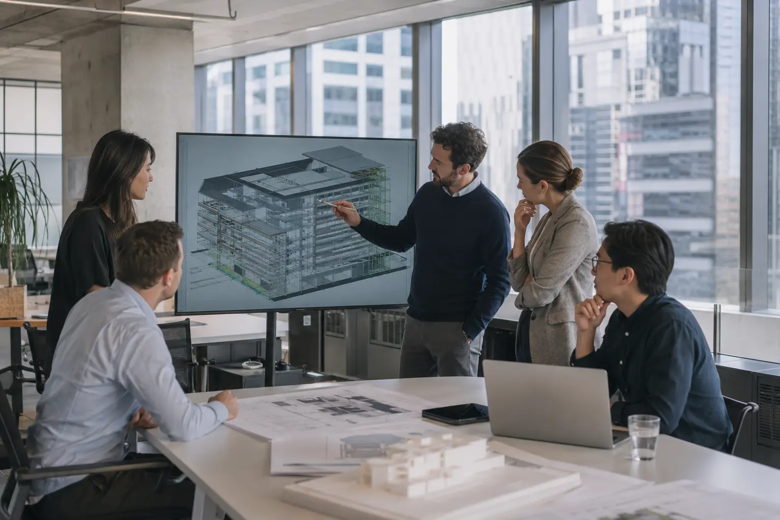 BIM coordination team reviewing a federated model