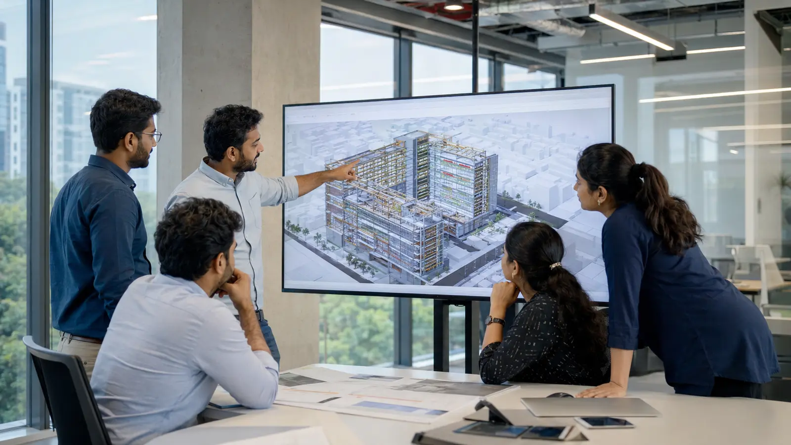 BIM coordination team reviewing a federated model