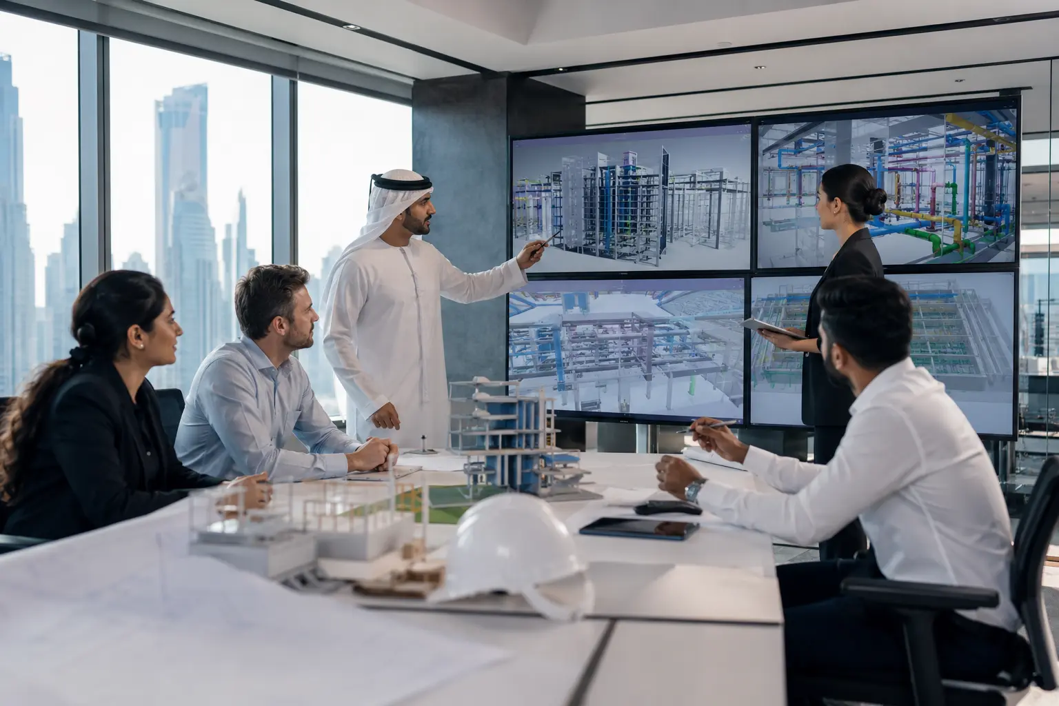 BIM coordination team reviewing a federated model